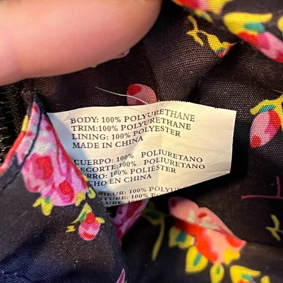 Betsy Johnson Black, White & Grey Floral Polka Dot Print Handbag - Picture 13 of 16